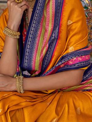 Mustard ethnic motifs printed sungudi saree 4