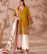 Dark-yellow silk blend printed palazzo set