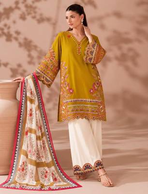 Dark-yellow silk blend printed palazzo set 2
