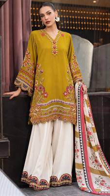 Dark-yellow silk blend printed palazzo set 3