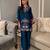 Teal silk blend embroidered palazzo set