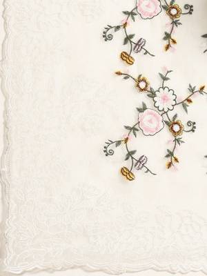 white floral embroidered organza saree 4