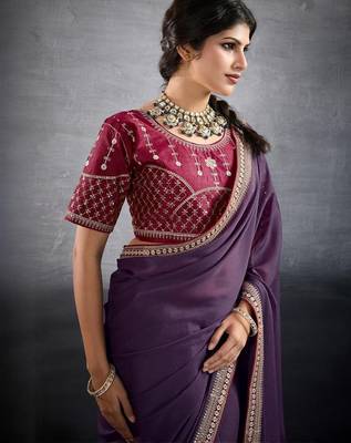 purple embellished georgette sarees 2