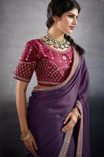 purple embellished georgette sarees