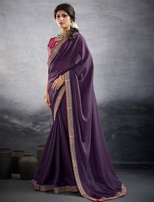 purple embellished georgette sarees 3