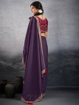 purple embellished georgette sarees 4