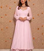 Baby-pink georgette mirror palazzo set
