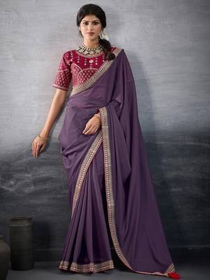 purple embellished georgette sarees 5