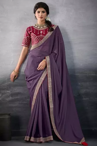 purple embellished georgette sarees