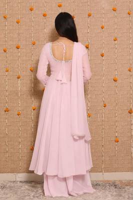 Baby-pink georgette mirror palazzo set 2