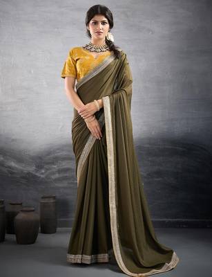 green embellished georgette sarees 1