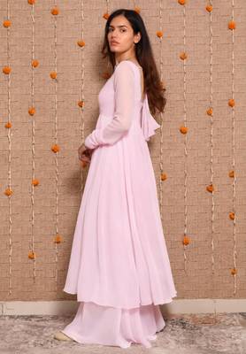 Baby-pink georgette mirror palazzo set 3