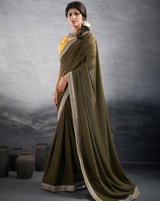 green embellished georgette sarees 2