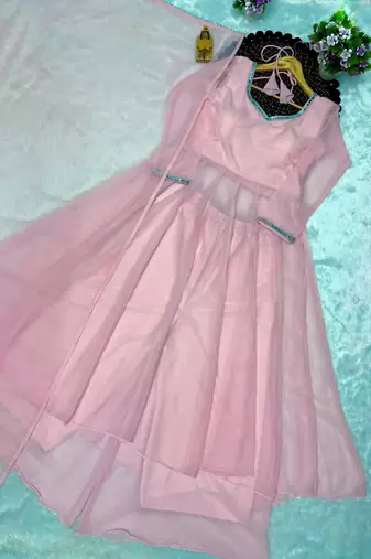 Baby-pink georgette mirror palazzo set