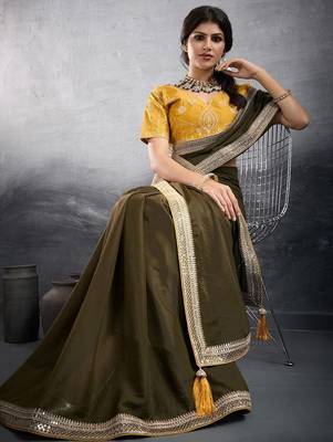 green embellished georgette sarees 4