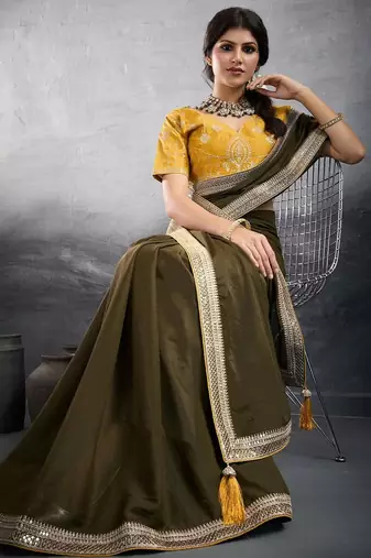 green embellished georgette sarees