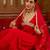 Red georgette mirror flared gown set