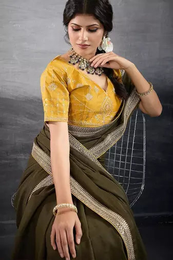 green embellished georgette sarees