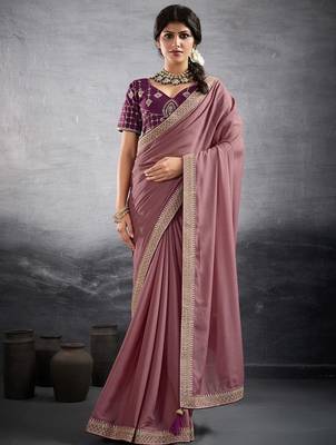 pink embellished georgette sarees 1