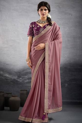 pink embellished georgette sarees