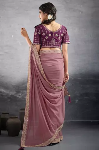 pink embellished georgette sarees