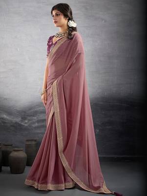 pink embellished georgette sarees 3