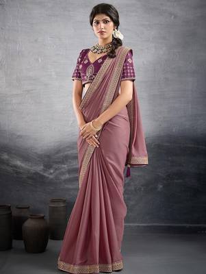 pink embellished georgette sarees 4