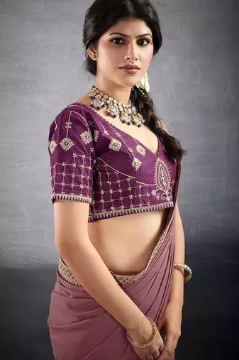 pink embellished georgette sarees