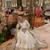 White silk blend embroidered flared gown set
