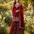 Dark-red silk blend embroidered sharara set