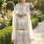 White silk blend embroidered sharara set