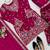 Dark-magenta silk blend embroidered sharara set