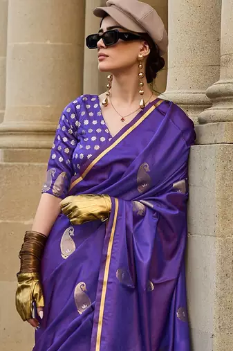 blue bagh satin designer banarasi saree