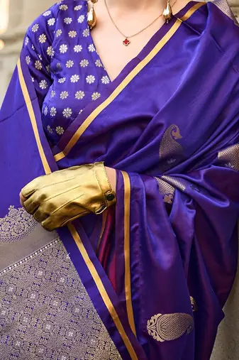 blue bagh satin designer banarasi saree