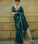 green bagh satin designer banarasi saree