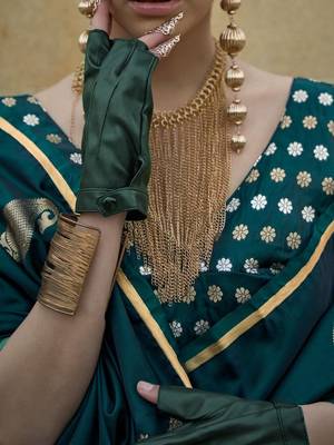 green bagh satin designer banarasi saree 4