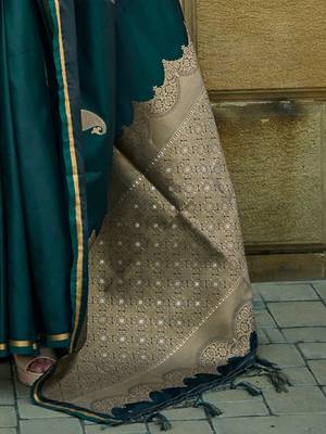 green bagh satin designer banarasi saree 5