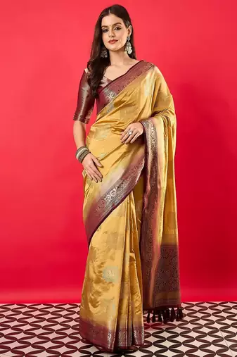 cream woven design zari banarasi saree