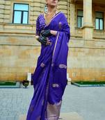 purple woven design zari banarasi saree