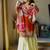 Orange silk blend embroidered palazzo set