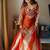 Orange silk blend embroidered palazzo set