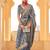 Navy blue floral woven design saree