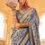 Navy blue floral woven design saree