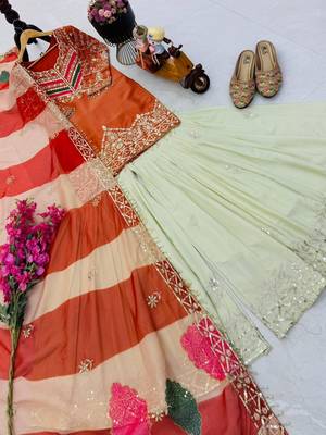 Orange silk blend embroidered palazzo set 5