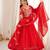 Red georgette embroidered flared gown set