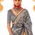 Navy blue floral woven design saree