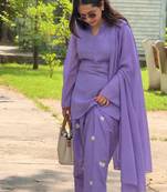 Purple chanderi embroidered farshi salwar set