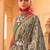 green floral printed zari banarasi silk blend saree