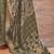 green floral printed zari banarasi silk blend saree