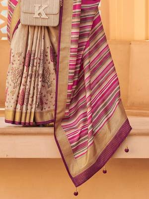 pink ethnic motifs zari banarasi silk blend saree 5